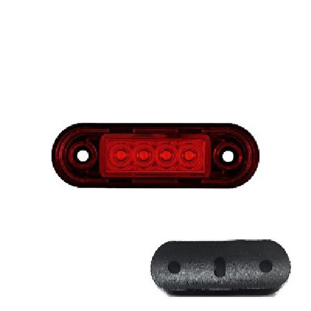 Parmak Lamba Lastikli (Krom Boru Tipi) 4 Led'Li 83Mm 12V-24V Kırmızı - FR0170-L-R