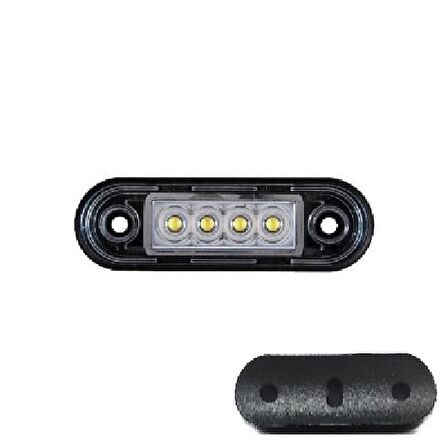 Parmak Lamba Lastikli (Krom Boru Tipi) 4 Led'Li 83Mm 12V-24V Beyaz - FR0170-L-W