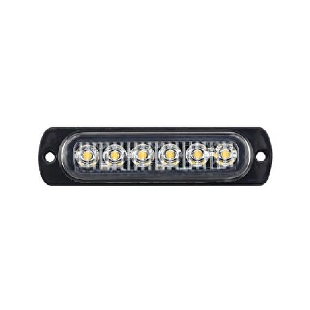 Parmak Lamba Mercekli Cam 6 Led'Li 114Mm 12V-24V Beyaz - FR0272-W