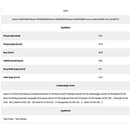 Form Metal 52711 Ford 16 Kanal 10 Diş 7156990 Marş Dişlisi
