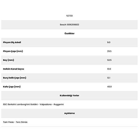 Form Metal 52733 Bsc 10 Kanal 9 Diş 10062096 Marş Dişlisi