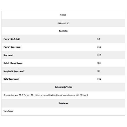 Form Metal 52826 İveco 10 Kanal 9 Diş Marş Dişlisi