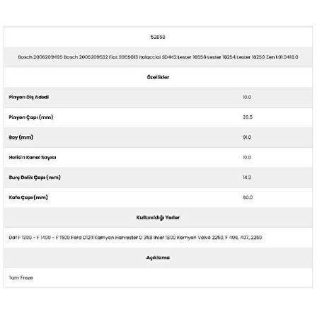 Form Metal 52858 Ford Kamyon 10 Kanal 10 Diş 20062094 Marş Dişlisi