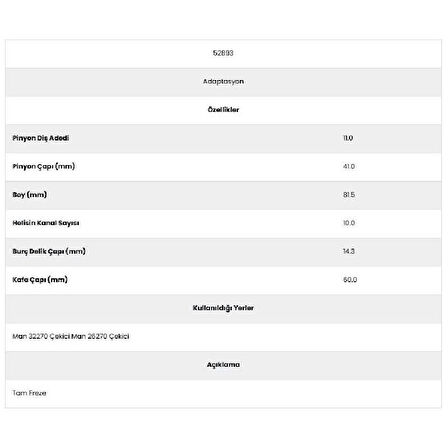 Form Metal 52893 Man 10 Kanal 11 Diş Marş Dişlisi