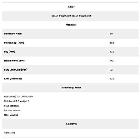 Form Metal 53627 Karsan 10 Kanal 9 Dıs 7150160 Marş Dişlisi