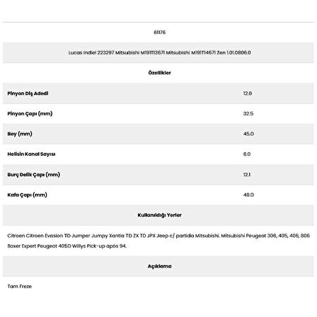 Form Metal 61176 Mitsubishi 8 Kanal 12 Diş 7150040 Marş Dişlisi