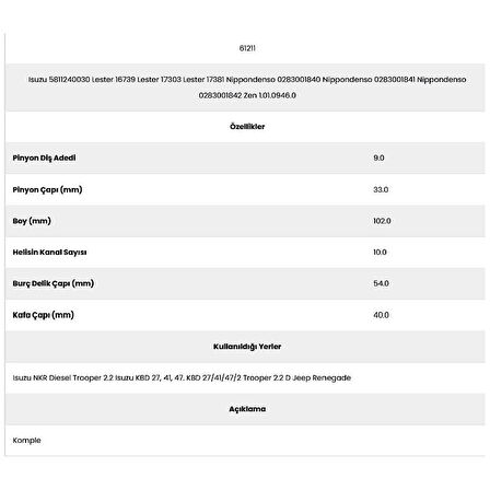Form Metal 61211 Jeep 10 Kanal 9 Diş 71512110 Marş Dişlisi