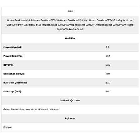 Form Metal 61212 General 10 Kanal 9 Diş Pg818 00 Marş Dişlisi