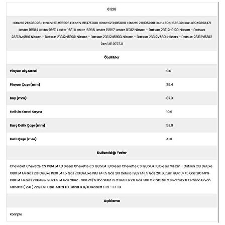 Form Metal 61228 Corsa 10 Kanal 9 Diş 71561228 Marş Dişlisi