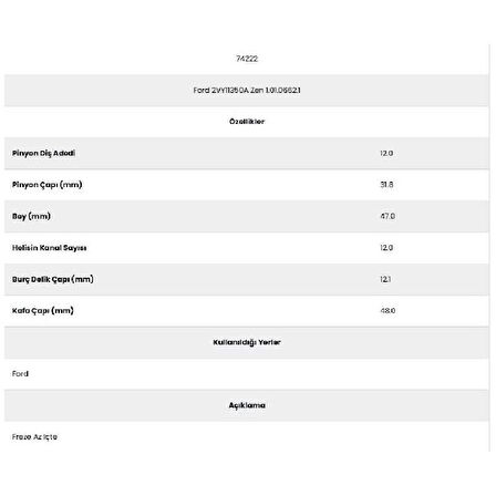 Form Metal 74223 Ford Ranger 12 Kanal 10 Diş E90Z1135 Marş Dişlisi