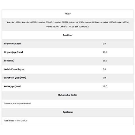 Form Metal 74787 Rodeo 9 Kanal 9 Diş Ne206) Marş Dişlisi