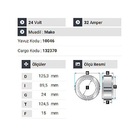 NURSAN 120024 Statör 24V 32A Mako Tip Iveco Ym