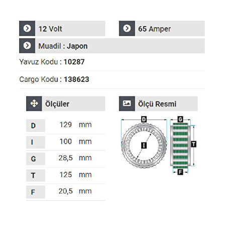 NURSAN 150012 Statör 12V 65A Hyundai H-100 Panelvan - Minibüs