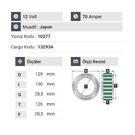 NURSAN 150212 Statör 12V 70A Hyundai Accent - Elentra - Atos Taksi Grubu