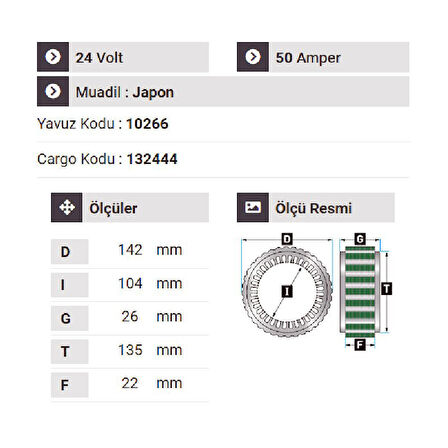 NURSAN 150224 Statör 24V 50A Isuzu Otobüs  Md 27 25 Kişilik