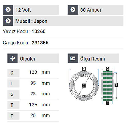 NURSAN 150912 Statör 12V 80A Tata Pikap Çift Kabin