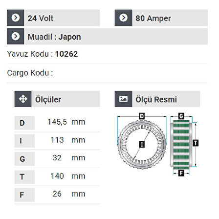 NURSAN 151424 Statör 24V 80A İveco Tır.Scania Tır.Renault Tır 420.430.440. 4 Uçlu