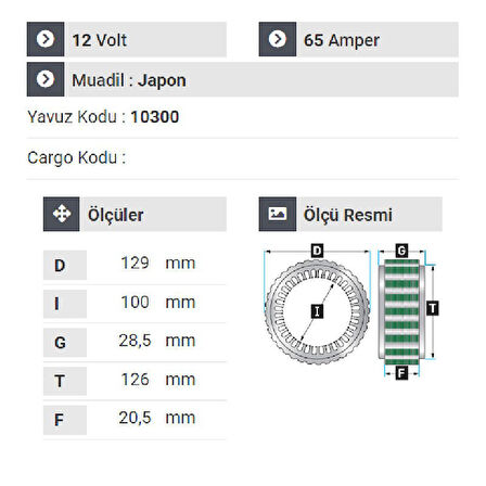 NURSAN 151812 Alternatör Statör L-300 H-100 Vakumlu Dinamo Alt-572