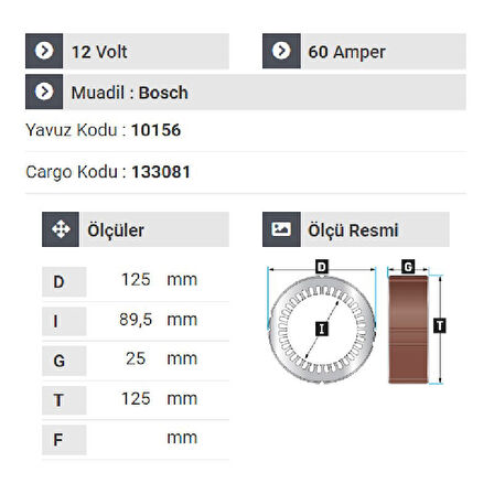 NURSAN 166012 Statör 12V 60A Dev Fatih Volswagen - Audi - Opel