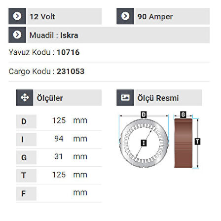 NURSAN 170112 Statör 12V 90A Massey Ferguson.3000.Serileri Klimalı Olanlar