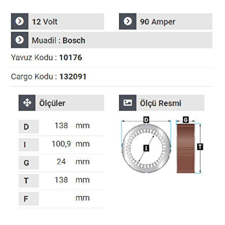 NURSAN 177012 Statör 12V 90A Yavuz Kamyon Volswagen-Bmv-Nissan Vanetta-Opel