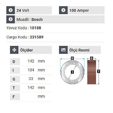 NURSAN 178124 Statör 24V 100A Man Tır 422 - 423 - 463 - E.M