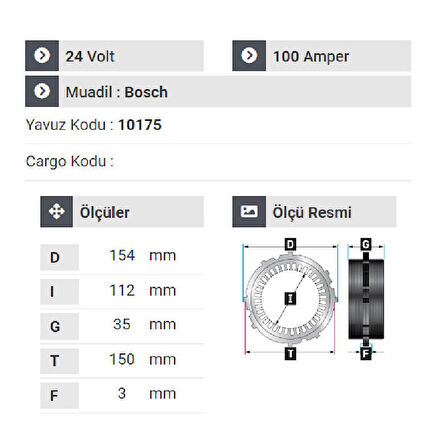 NURSAN 179024 Statör 24V 100A İsuzu Novo Lux.Ultra.