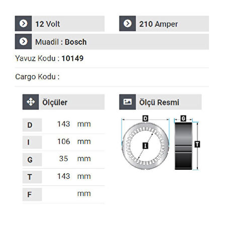 NURSAN 179112 Statör Ford Transit 210 Amper