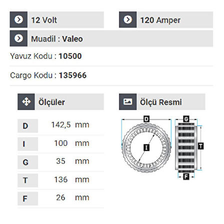 NURSAN 182212 Statör 12V 120A Renault Konkort.Manager.Seat İbiza.Kepçeler.Forklifler 7 Uçlu