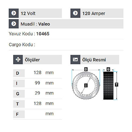 NURSAN 182512 Statör 12V 120A Hyundai Era.Cıtroen.Partner.Clio.Y.M