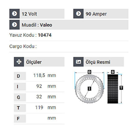 NURSAN 182912 Statör 12V 90A Hyundai Accent Era.Opel Corsa.Opel Combo Multijet Gurubu