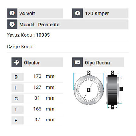 NURSAN 182924 Statör 24V 120A Prestolıte Tip Bmc Belde Otobüs Man Otobüs Em Uzun Uçlu