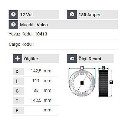 NURSAN 183112 Statör 12V 180A Bmw 730.520.320.X5.X6 Bmw Gurubu Y.M Valeo 6 Uçlu