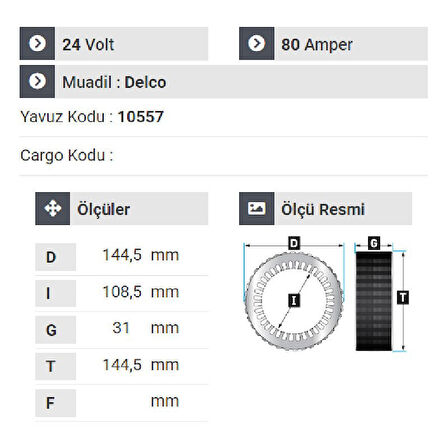 NURSAN 184124 Statör 24V 80A Hyundai İşmakinaları Kamiş Motor