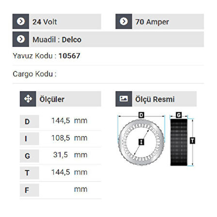 NURSAN 184224 Statör 24V 70A Bmc Pro 827.1144 Cummins İşmak.2451 Delco Dinamalarda