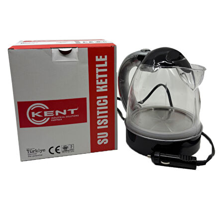 Kent 12 Volt Araç İçi Oto Su Isıtıcı Kettle Çaydanlık 1 Lt Siyah