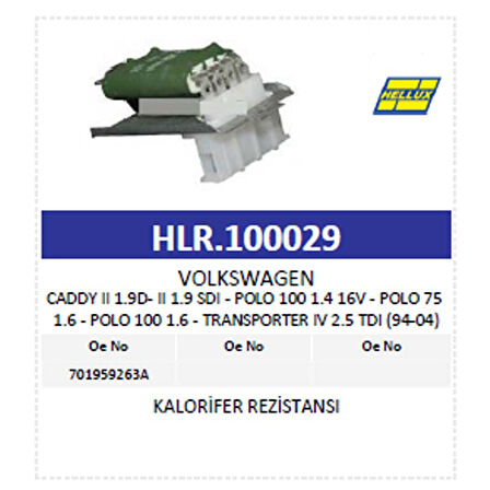 Kalorifer Rezistansı Vw Caddy Iı 1.9D- Iı 1.9 Sdı