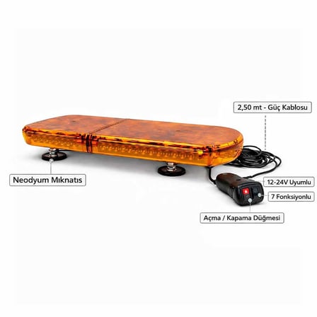 Tepe İkaz Lambası 48 Led Sarı  12/24V