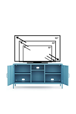 Pera Tv Ünitesi, Tv Dolabı,2 Kapaklı, Açık Raflı 130,50 x 40 x 64,50 cm