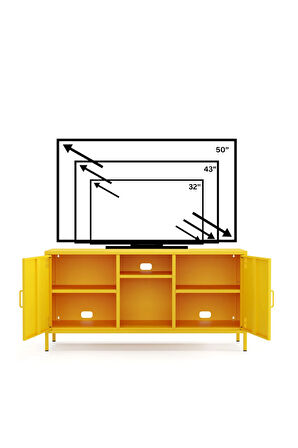 Pera Tv Ünitesi, Tv Dolabı,2 Kapaklı, Açık Raflı 130,50 x 40 x 64,50 cm