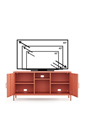 Pera Tv Ünitesi, Tv Dolabı,2 Kapaklı, Açık Raflı 130,50 x 40 x 64,50 cm