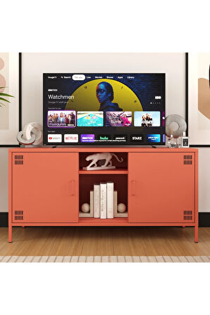 Pera Tv Ünitesi, Tv Dolabı,2 Kapaklı, Açık Raflı 130,50 x 40 x 64,50 cm