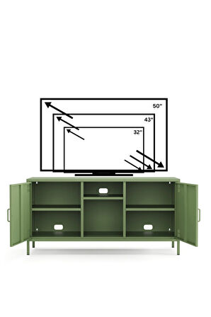 Pera Tv Ünitesi, Tv Dolabı,2 Kapaklı, Açık Raflı 130,50 x 40 x 64,50 cm