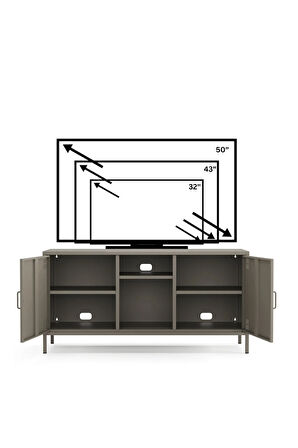 Pera Tv Ünitesi, Tv Dolabı,2 Kapaklı, Açık Raflı 130,50 x 40 x 64,50 cm