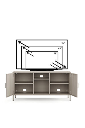 Pera Tv Ünitesi, Tv Dolabı,2 Kapaklı, Açık Raflı 130,50 x 40 x 64,50 cm