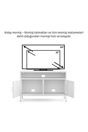 Pera Tv Ünitesi, Tv Dolabı,2 Kapaklı, Açık Raflı 100,50 x 40 x 64,50 cm