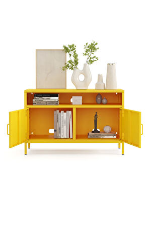 Pera Tv Ünitesi, Tv Dolabı,2 Kapaklı, Açık Raflı 100,50 x 40 x 64,50 cm