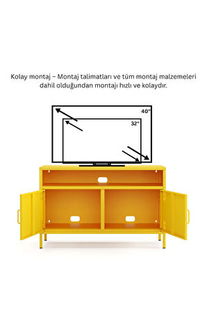 Pera Tv Ünitesi, Tv Dolabı,2 Kapaklı, Açık Raflı 100,50 x 40 x 64,50 cm