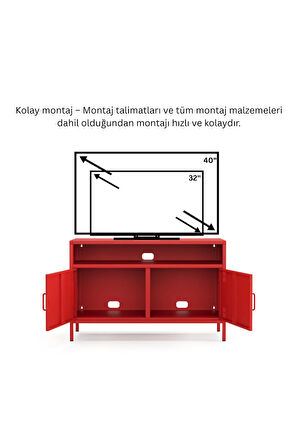 Pera Tv Ünitesi, Tv Dolabı,2 Kapaklı, Açık Raflı 100,50 x 40 x 64,50 cm