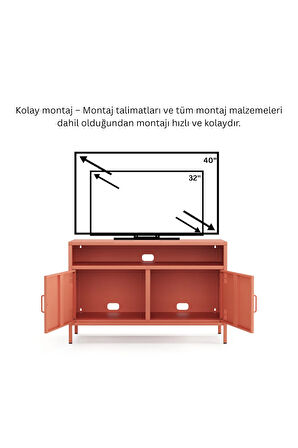 Pera Tv Ünitesi, Tv Dolabı,2 Kapaklı, Açık Raflı 100,50 x 40 x 64,50 cm